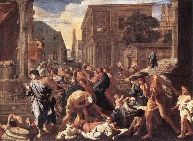 POUSSIN, Nicolas The Plague at Ashdod asg Spain oil painting art